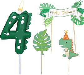 Geburtstagskerzen Zahlen 4, Dinosaurie Kerze 4
