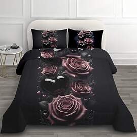 GEDAEUBA Bettdecke 140x200 Gothic - Schwarz Herzen 