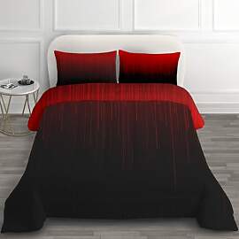 GEDAEUBA Bettdecke 140x200 Rot Schwarz -