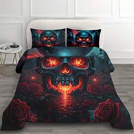 GEDAEUBA Horror Bettdecke 135x200 - Totenkopf Rote 