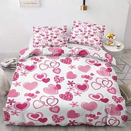 GEDAEUBA Rosa Herzen Deko - Liebe Bettwäsche