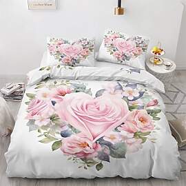 GEDAEUBA Rosa Rosen Bettwäsche 135x200 - Blumen