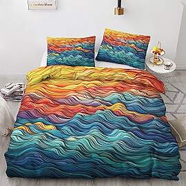 GEDAEUBA Wellen Bettwäsche 135x200 Sommer - Bunte 