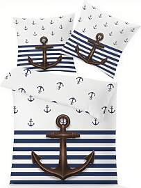 GEDAEUBA Winter Bettwäsche 135x200 Maritim Anker