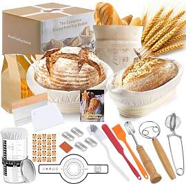 GEEKHOM Sauerteig Starter Set mit 2 Gärkorb Brot