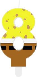 Gelbe Schwamm-Kerzen in Form der Zahl 8, für