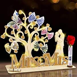Geldgeschenk Hochzeit Holz mit LED