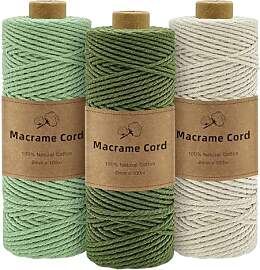 Gemtte Makramee Garn 2mm x100m, 3 Rollen Macrame