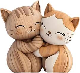 Generisch Süß Katzen Deko Figuren Holz, 1Paar