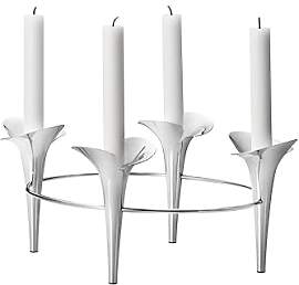 Georg Jensen Bloom Spitzkerzenhalter aus Edelstahl 