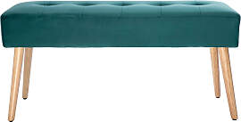 Gepolsterte Bank aus petrolblauem Stoff mit