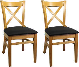Gepolsterte Holzstuhl Oxford (2er-Set) Leder
