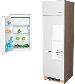 Geräteumbauschrank Weiß Hochglanz/Eiche