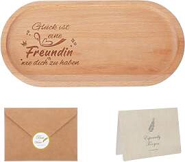 Geschenk Freundin Holztablett Set Mit Grußkarte,