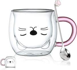 Geschenk für Damen, Glas, doppelwandig, violett,
