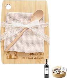 Geschenk zum Einzug – Brotkorb Set mit Holz