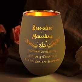Geschenke für Frauen, Windlicht Glas mit Gravur