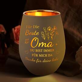 Geschenke für Oma,Windlicht Glas mit Gravur für