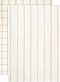Geschirrtuch-Set Emma Weiß/Beige, 2-teilig