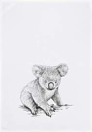 Geschirrtuch weiß, Koala in Dunkelgrau