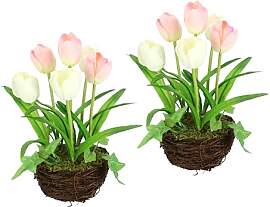 Gesteck Tulpe 2er Set 20cm Kunstblume Deko Blumen