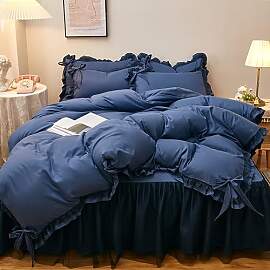 GETIYA Einfarbig Bettwäsche 135x200 Dunkelblau