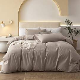 Gezu Bettwäsche 135x200 Baumwolle Braun Khaki