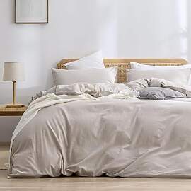 Gezu Bettwäsche 135x200cm Baumwolle Leinen Taupe