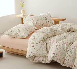 Gezu Bettwäsche Baumwolle 155x220 cm Beige Weiß