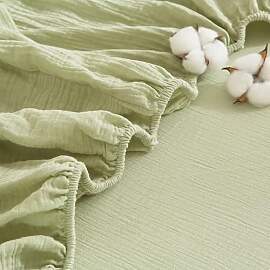 Gezu Doppelte Muslin Spannbettlaken 90x200cm Grün 