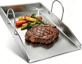 GFTIME 40x30cm Edelstahl Grillplatte Plancha für