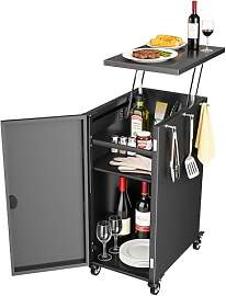 GFTIME Grillwagen mit Stauraum & Haken,