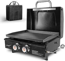 GFTIME Tischgasgrill mit 2 Brenner, Grillplatte