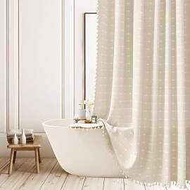 ggaimwf Boho Duschvorhang Leinenstruktur Stoff