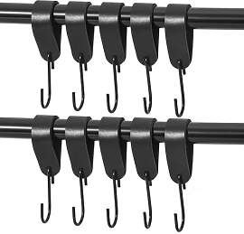 GGXZHT 10 Stück S Haken mit Schwarz Lederschlaufe 