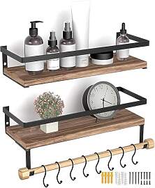 GHIAKQYT Wandregal Holz Schweberegale, 2er Set mit 