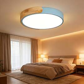 GHiycotdl Deckenleuchte Holz, 30cm Dimmbare Runde