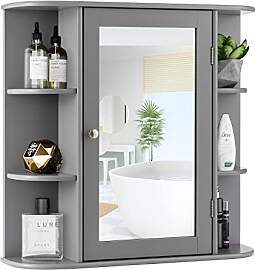 GIANTEX Spiegelschrank Bad, Badezimmerschrank