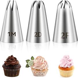 Giantree Edelstahl Spritztüllen Set, 3 Stück 1M