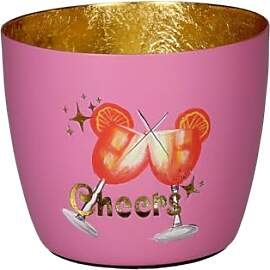 Giftcompany Madras Windlicht M Cheers rosa/Gold