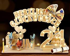 Giftota Original 21. Geburtstag Geldgeschenke Holz 