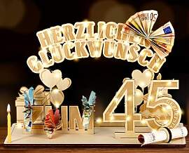 Giftota Original 45. Geburtstag Geldgeschenke Holz 