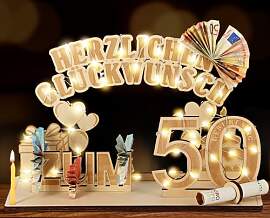 Giftota Original 50. Geburtstag Geldgeschenke Holz 