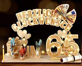 Giftota Original 65. Geburtstag Geldgeschenke Holz 