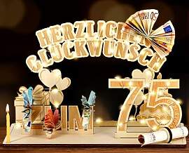Giftota Original 75. Geburtstag Geldgeschenke Holz 