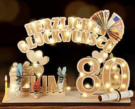 Giftota Original 80. Geburtstag Geldgeschenke Holz 