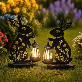 GIGALUMI Eiserne Kaninchen Statue Gartendeko,