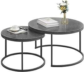 Ginhow Couchtisch Set Grau Marmor Optik,