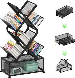 Gintan Bücherregal Baumform, Standregal 6 Ebenen, 