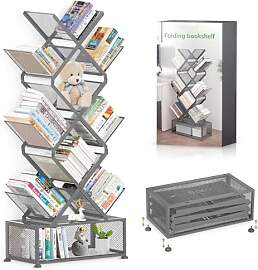 Gintan Bücherregal Baumform, Standregal 9 Ebenen, 